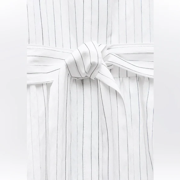 Zara STRIPED SHIRT DRESS ZW COLLECTION $89.90 Size Large NWT - Picture 6 of 7